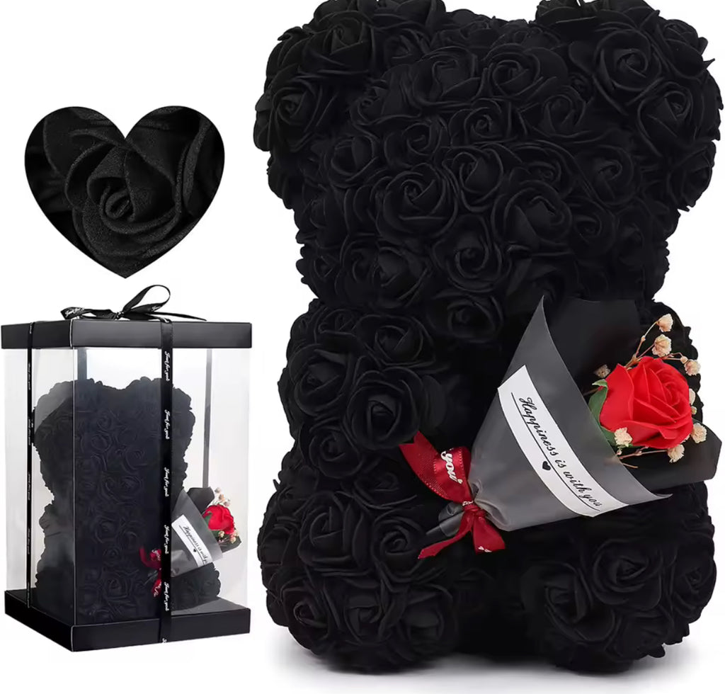 🧸 Rožu Lācītis ar Kasti un Pušķi – Mūžīgā Roze 2025 Dāvanu Kolekcija 🌹✨