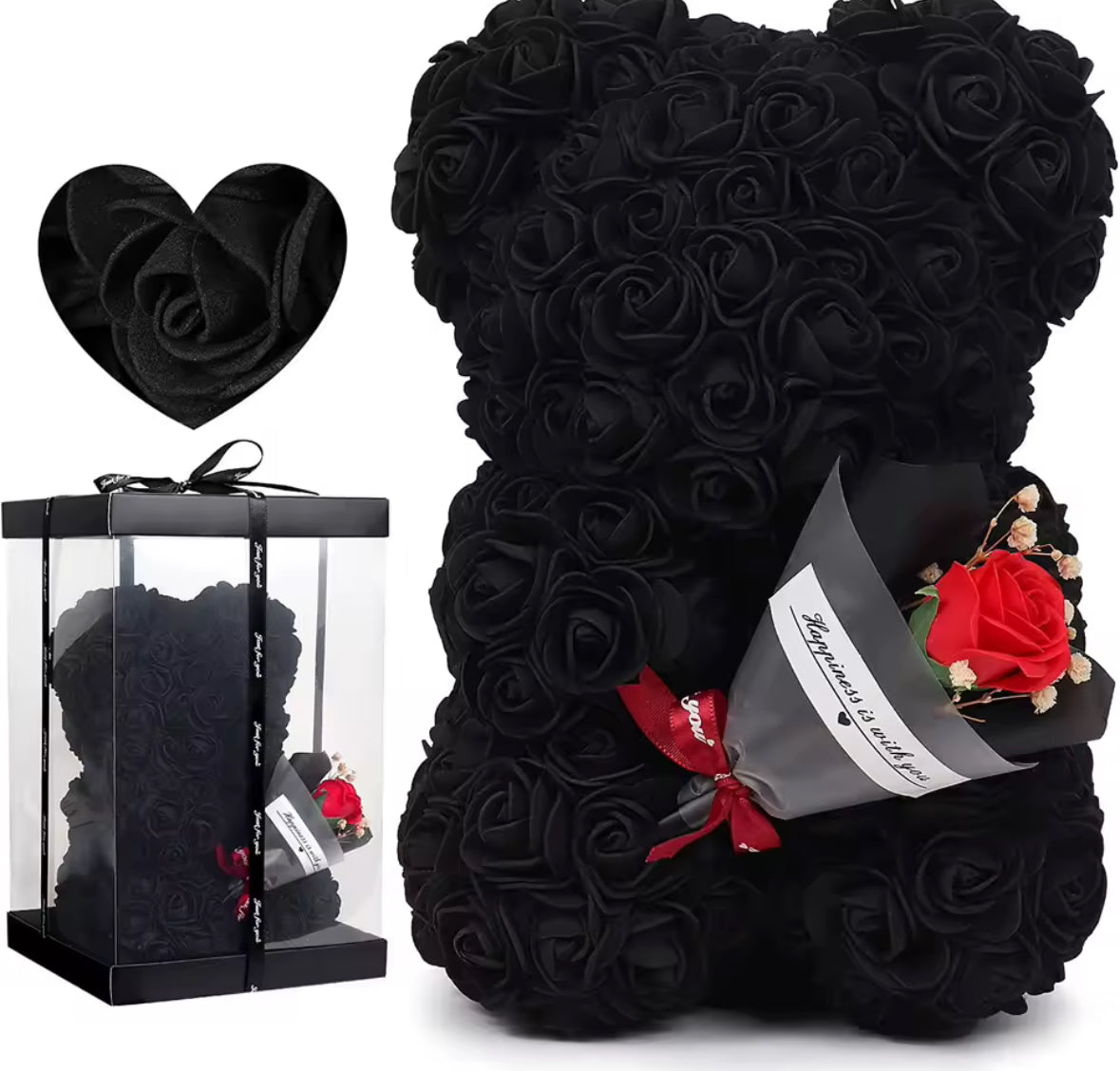 🧸 Rožu Lācītis ar Kasti un Pušķi – Mūžīgā Roze 2025 Dāvanu Kolekcija 🌹✨