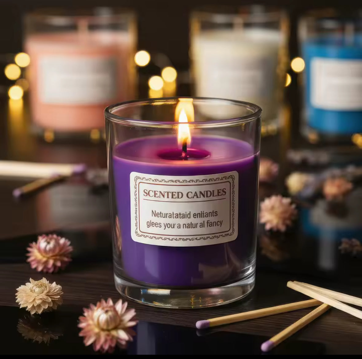 🕯️ Aromātiskās Stikla Sveces – Roku darbs no Sojas Vaska | Lavanda, Roze, Jasmīns, Saldais Apelsīns & Frēzija 🌸