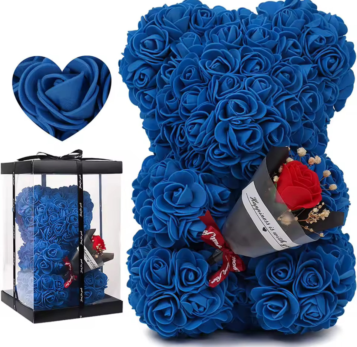 🧸 Rožu Lācītis ar Kasti un Pušķi – Mūžīgā Roze 2025 Dāvanu Kolekcija 🌹✨