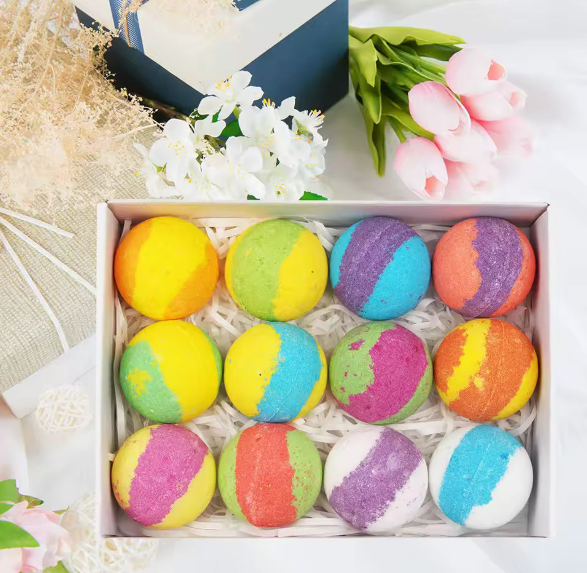 🛁 12 dabīgo roku darbs vannas bumbu dāvanu komplekts – burbuļvannas prieks bērniem un sievietēm 🎁🌸