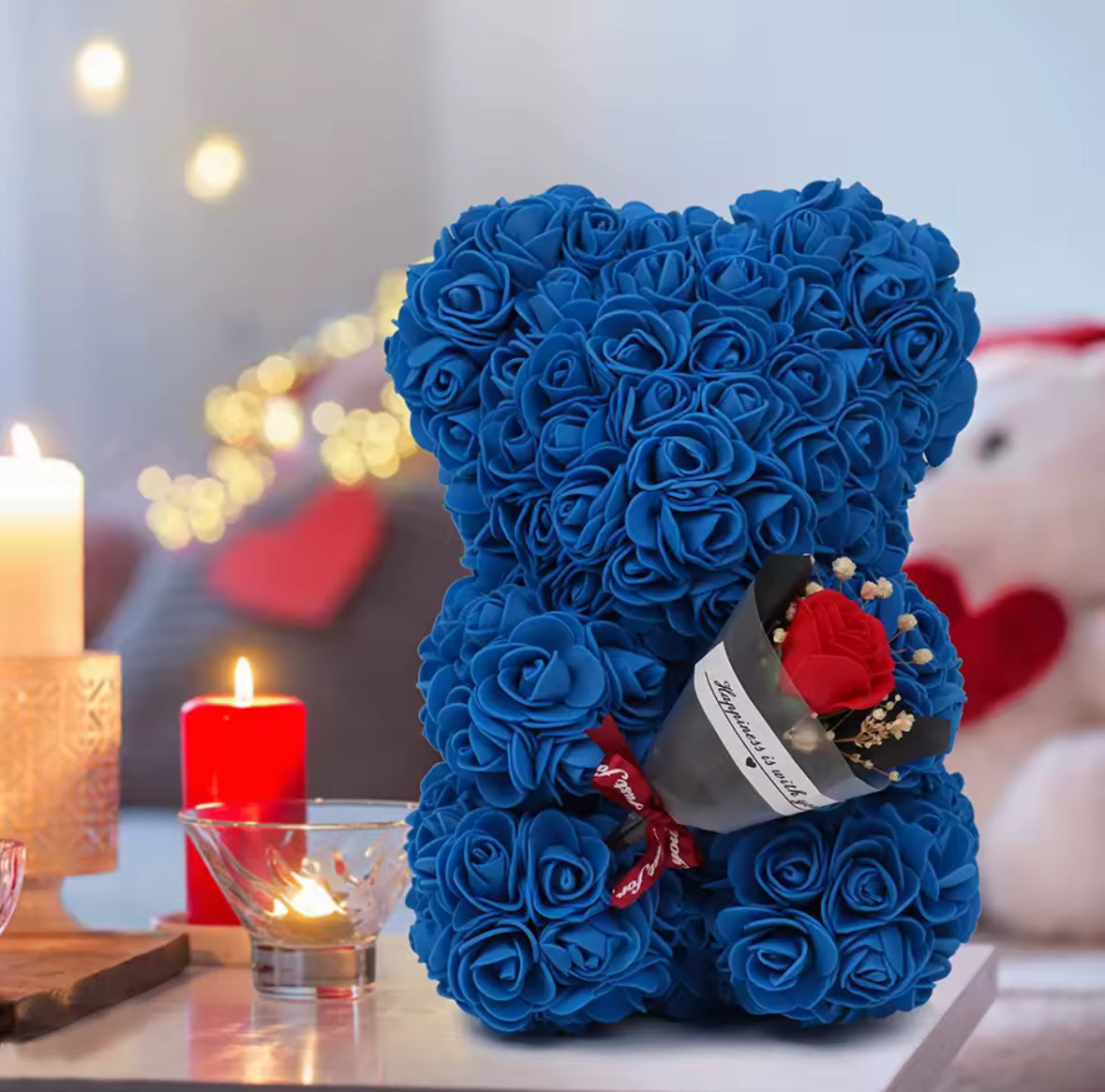 🧸 Rožu Lācītis ar Kasti un Pušķi – Mūžīgā Roze 2025 Dāvanu Kolekcija 🌹✨