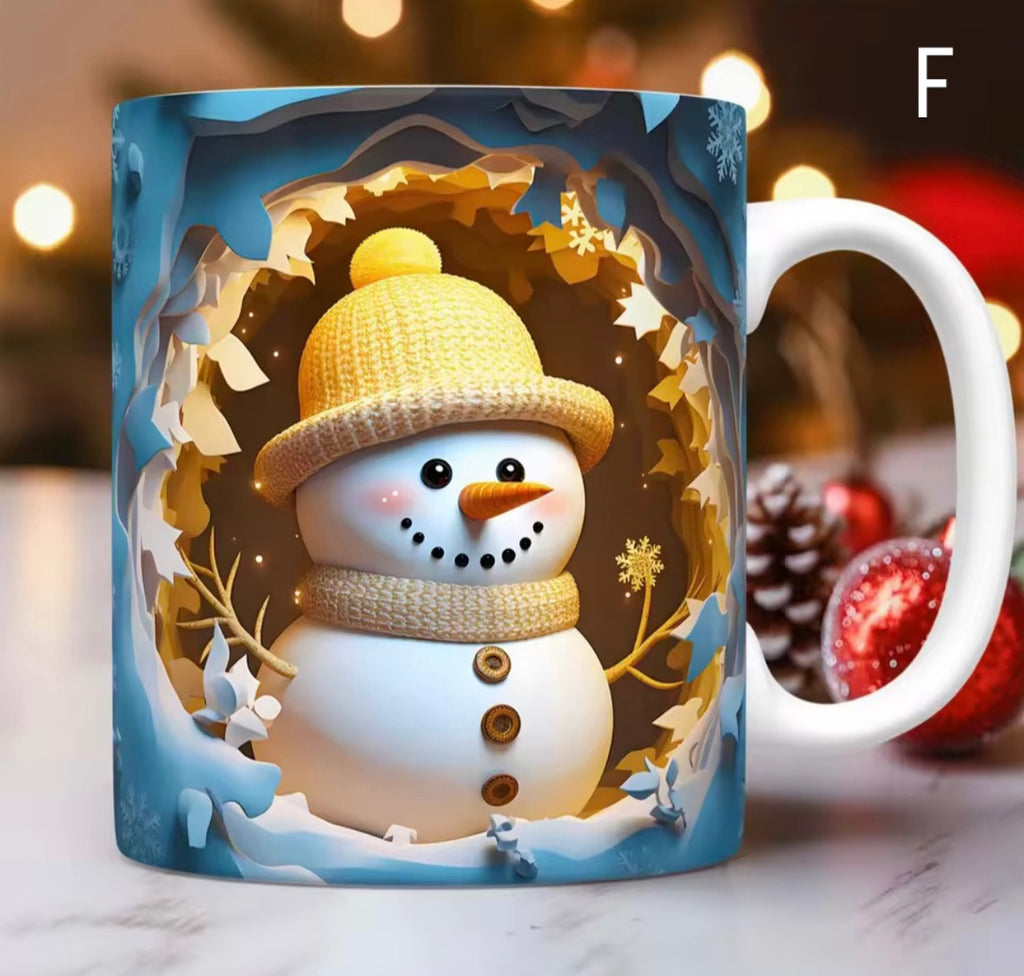 ☕ Ziemassvētku Krūzīšu Kolekcija – Dažādi Dizaini ar Sniegavīriem un Svētku Motīviem (350ml) 🎅✨