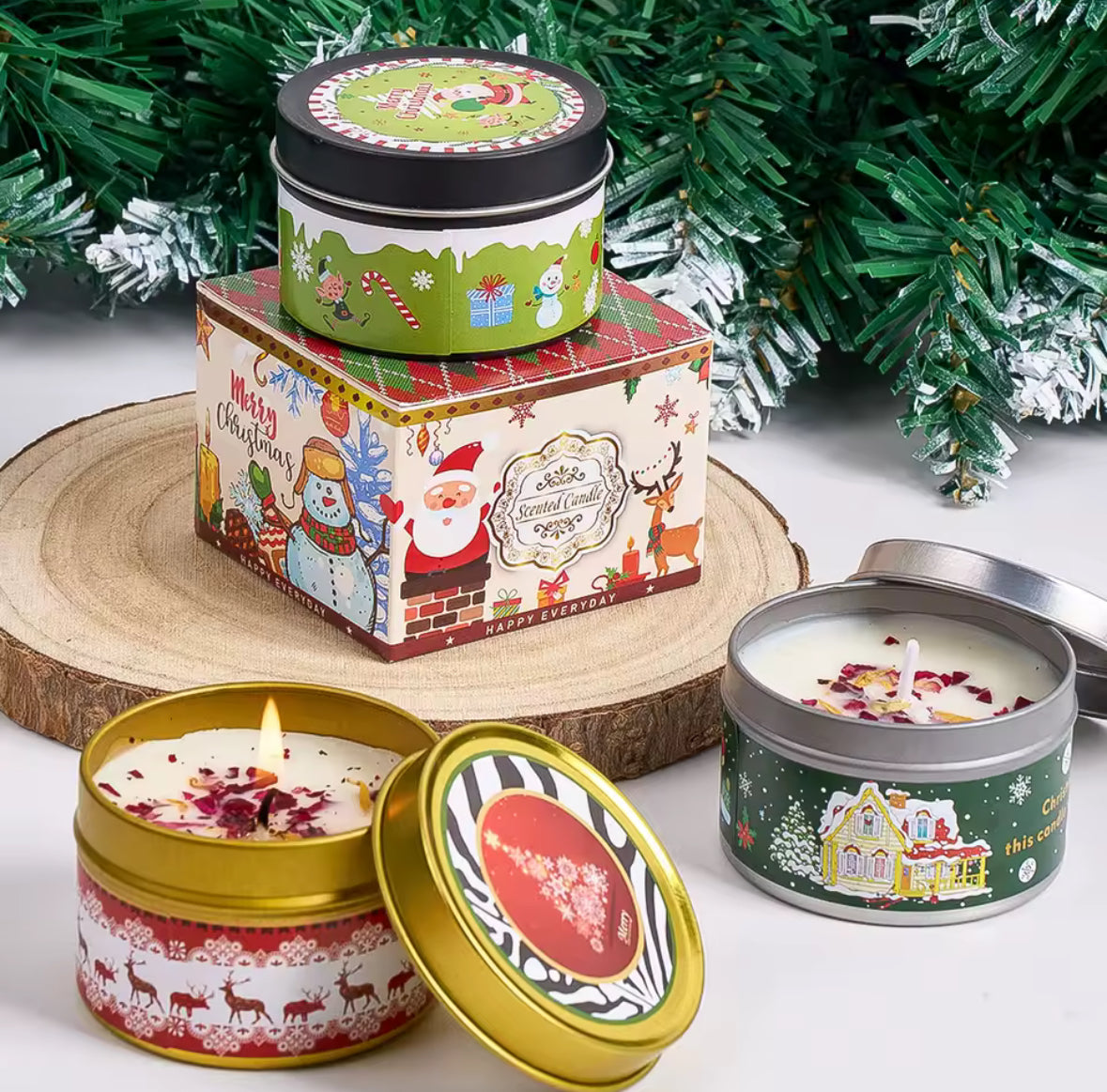 🕯️ Ziemassvētku aromātisko sveču dāvanu komplekts – maigam noskaņam un siltām emocijām 🎁