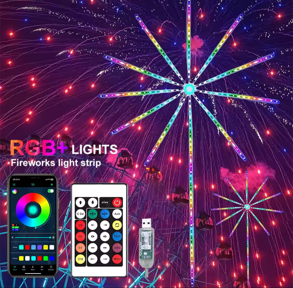 🎆 USB LED Smart Fireworks Lights