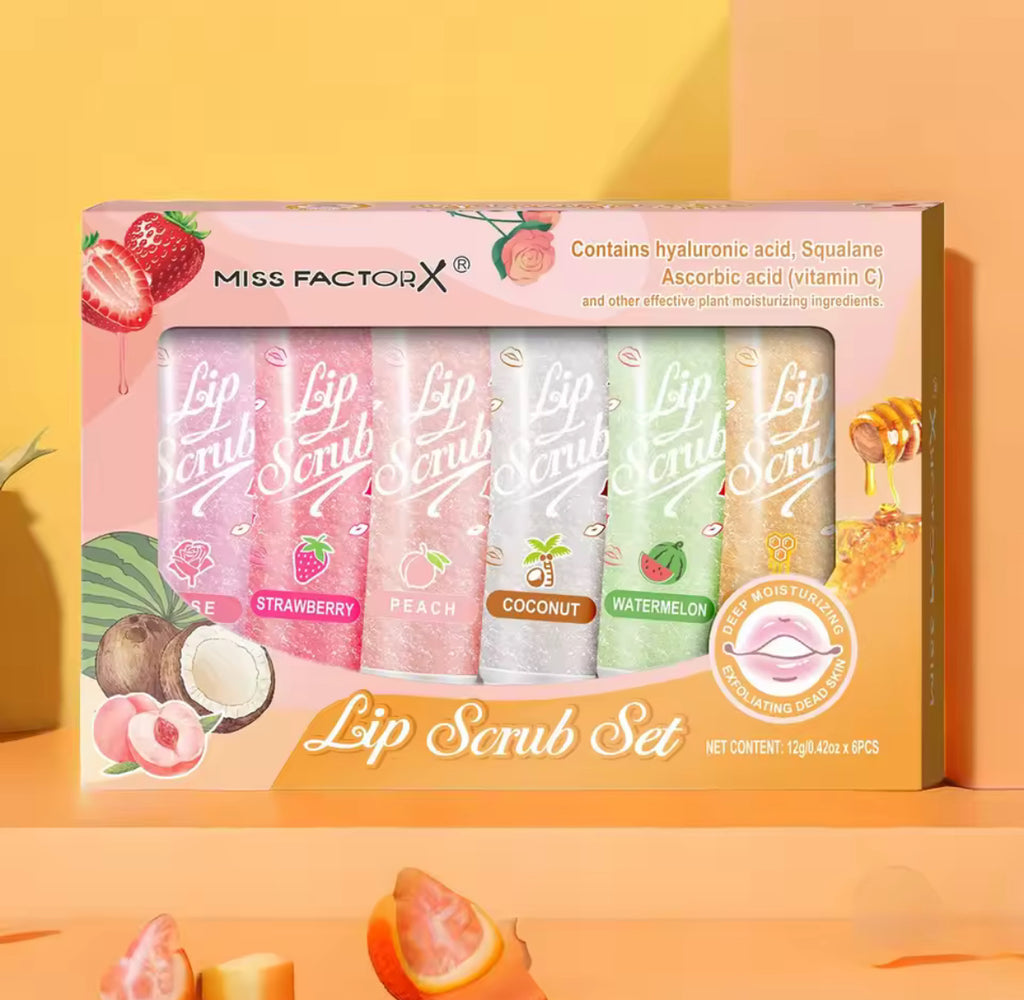 💋 6 gab. lūpu skrubju komplekts – dabīgs pīlings mīkstām un gludām lūpām 🍯🌸