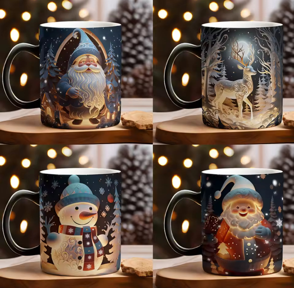 🎅 Ziemassvētku krūze ar maģisko krāsas maiņu – Santa, ziemeļbriedis vai sniegavīrs ☕✨