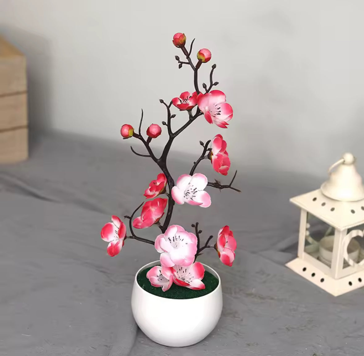 🌱 Mākslīgais Bonsai Augs Podā – 30 cm Dekoratīvs Zaļums ar Ziediem | Mājas, Biroja vai Dārza Dekors 🪴✨