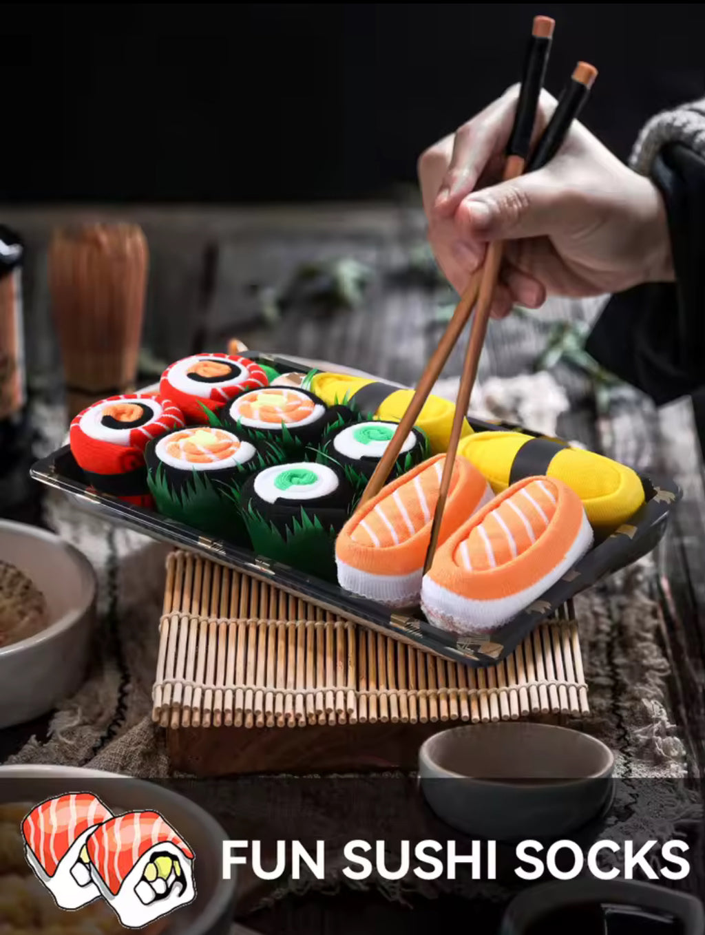 🍣5 pāri stilīgu un unikālu “Sushi” dizaina zeķu – lieliska dāvana gan vīriešiem, gan sievietēm!