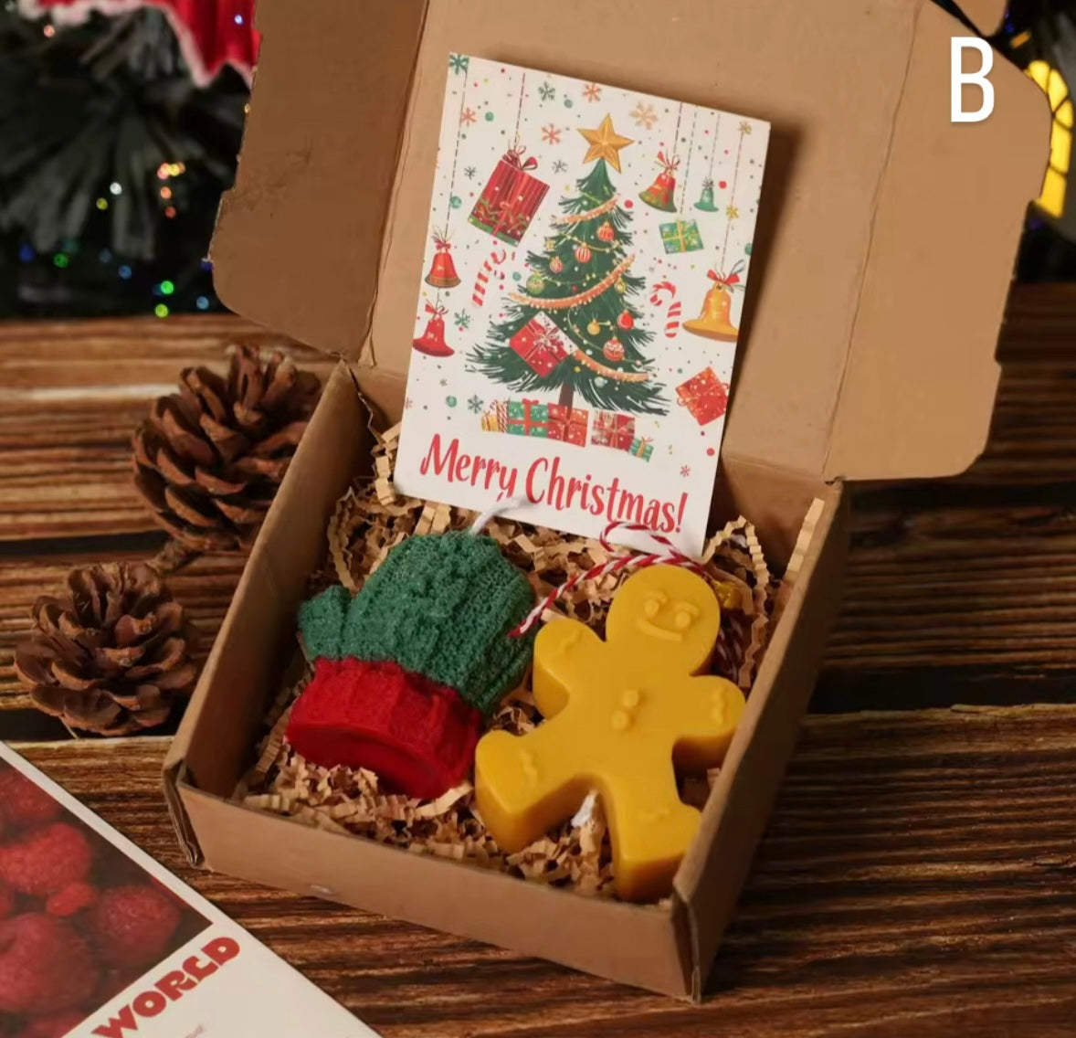 🕯️ Ziemassvētku Sveču Dāvanu Komplekts – Eglīte un Piparkūku Cilvēciņš 🎁 Roku darbs ar svētku aromātu ✨