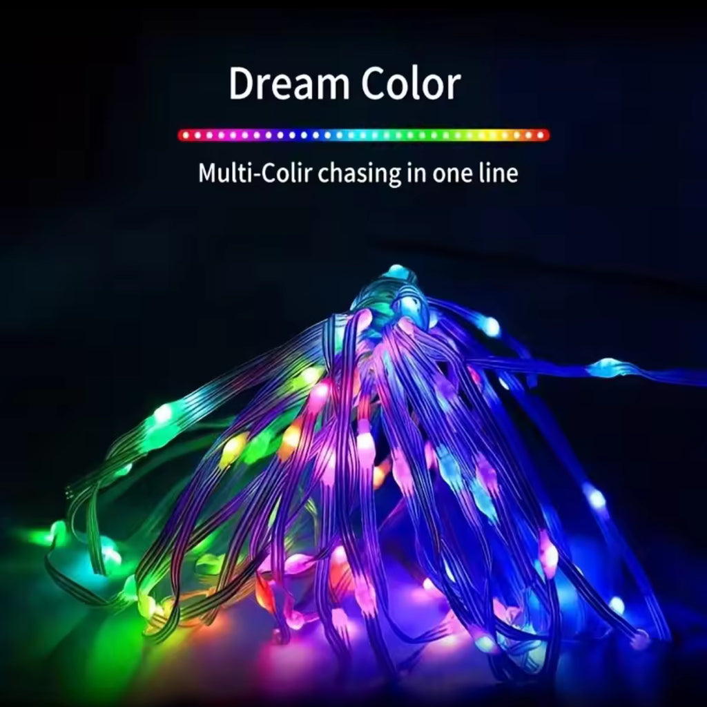 🌟 WS2812B Smart LED String Light – RGBIC Fairy Lamp ar Bluetooth un Tālvadību (10m)