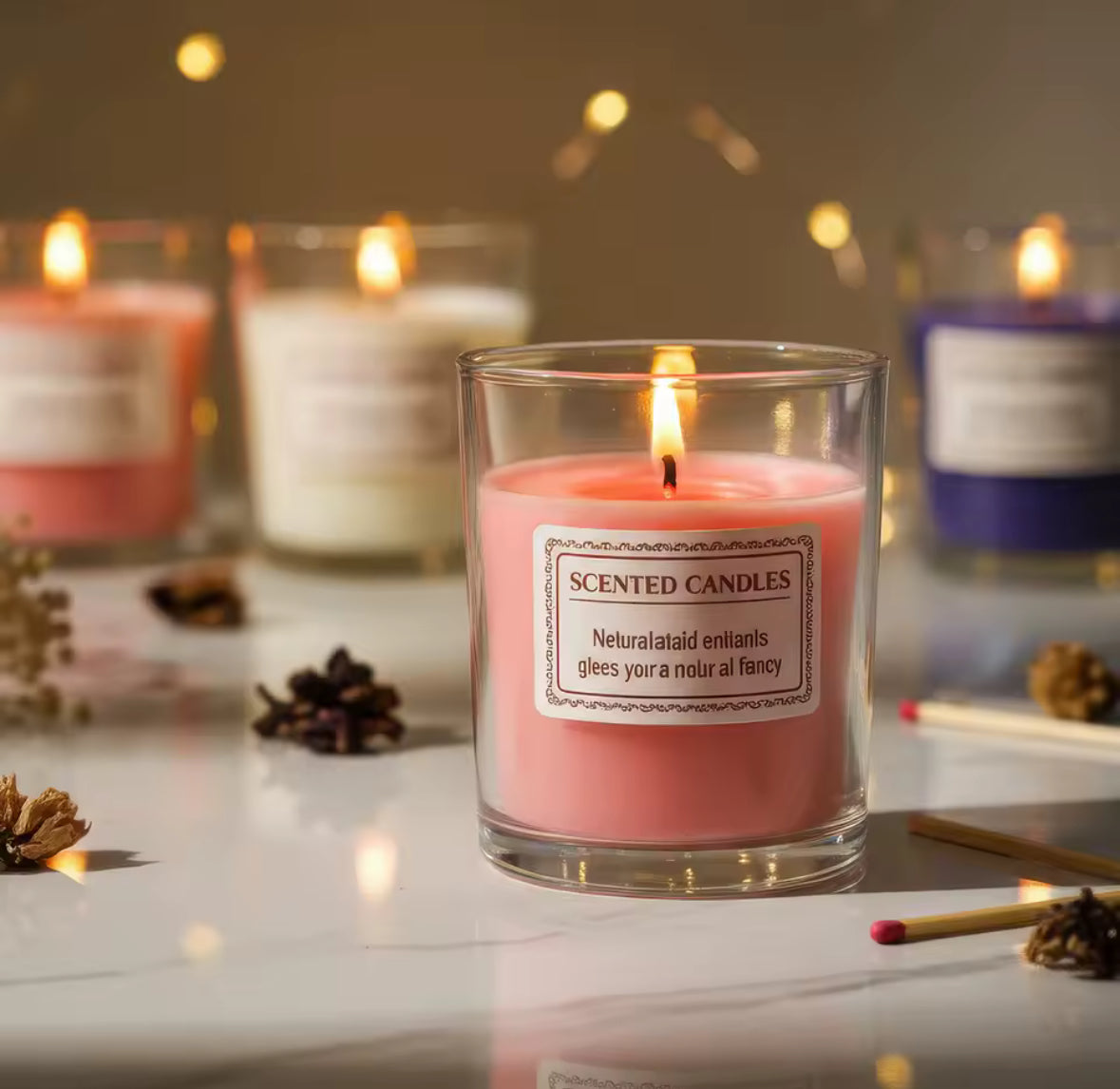 🕯️ Aromātiskās Stikla Sveces – Roku darbs no Sojas Vaska | Lavanda, Roze, Jasmīns, Saldais Apelsīns & Frēzija 🌸