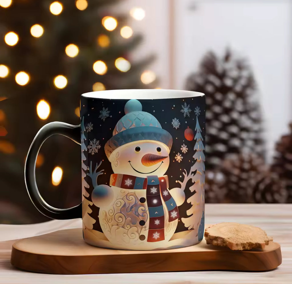 🎅 Ziemassvētku krūze ar maģisko krāsas maiņu – Santa, ziemeļbriedis vai sniegavīrs ☕✨