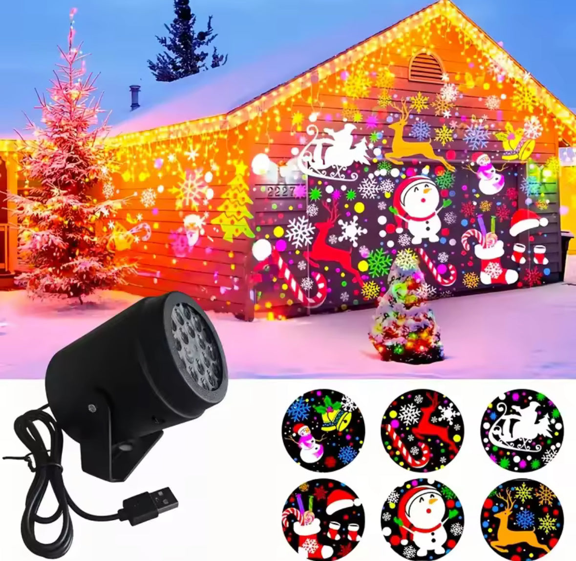 🎄 Christmas LED Projector Light – RGB Krāsu Mainošs Nakts Gaismas Projektors ✨
Pārvērtiet jebkuru telpu vai mājas fasādi par īstu svētku paradīzi ar šo LED projektoru, kas projicē Ziemassvētku tēmas!